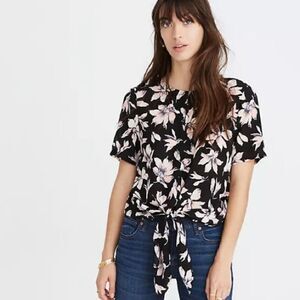 Madewell Silk Button-Back Tie Tee in Winter Orchid